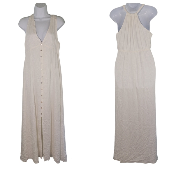 Lulus Lovely Invitation White Sleeveless Button-Front Maxi Dress Size M Lined - Picture 2 of 12